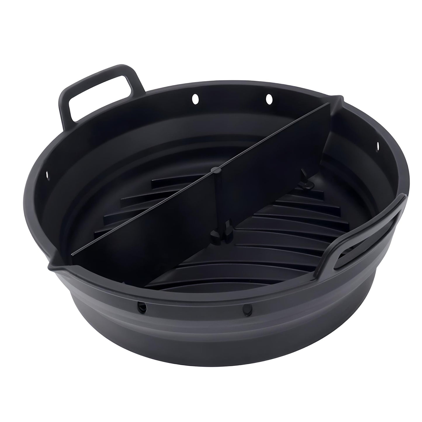 Collapsible Round Silicone Air Fryer Liner with Removable Divider