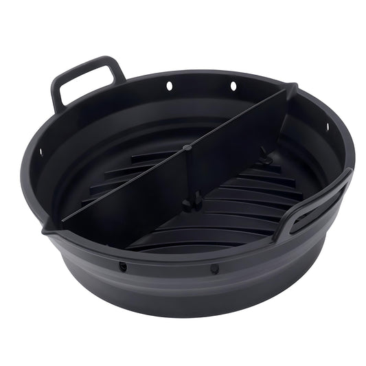Collapsible Round Silicone Air Fryer Liner with Removable Divider
