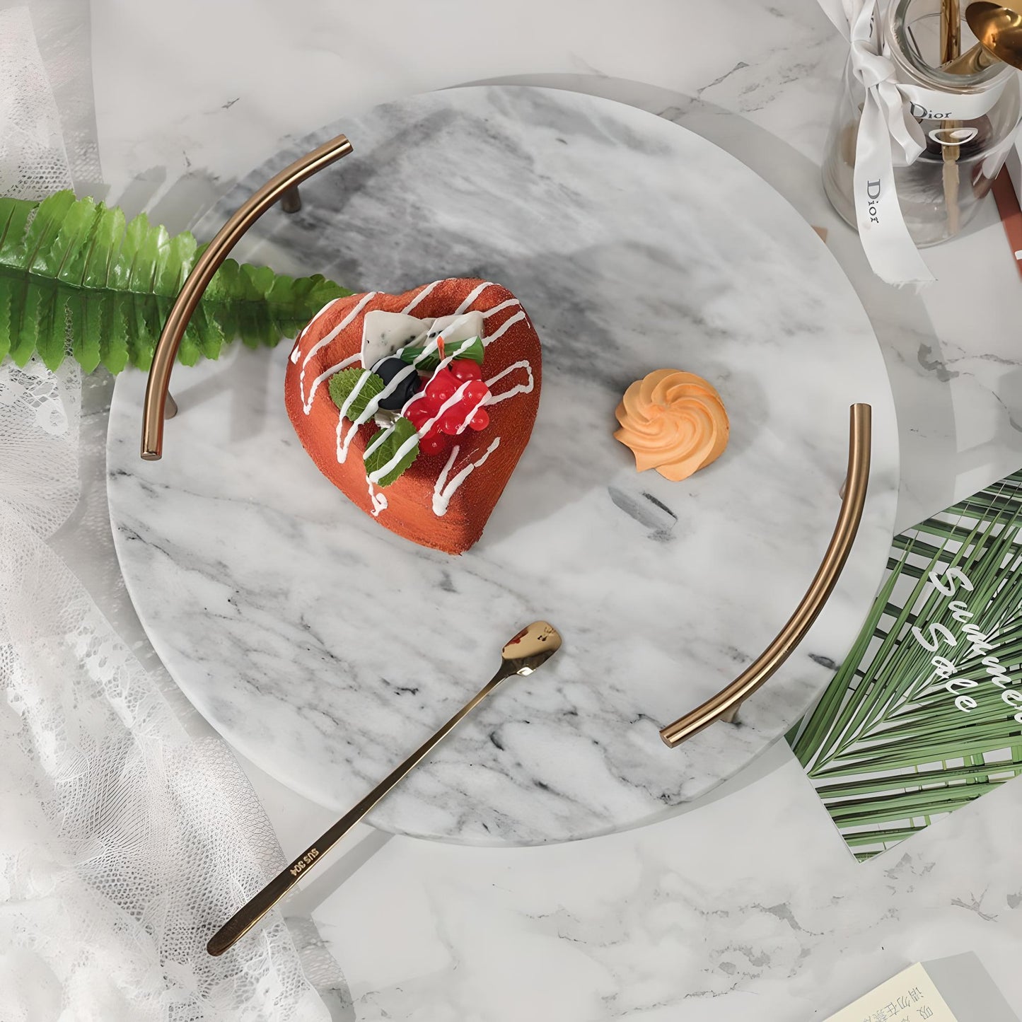 Opulent White Marble Charcuterie Board - Round