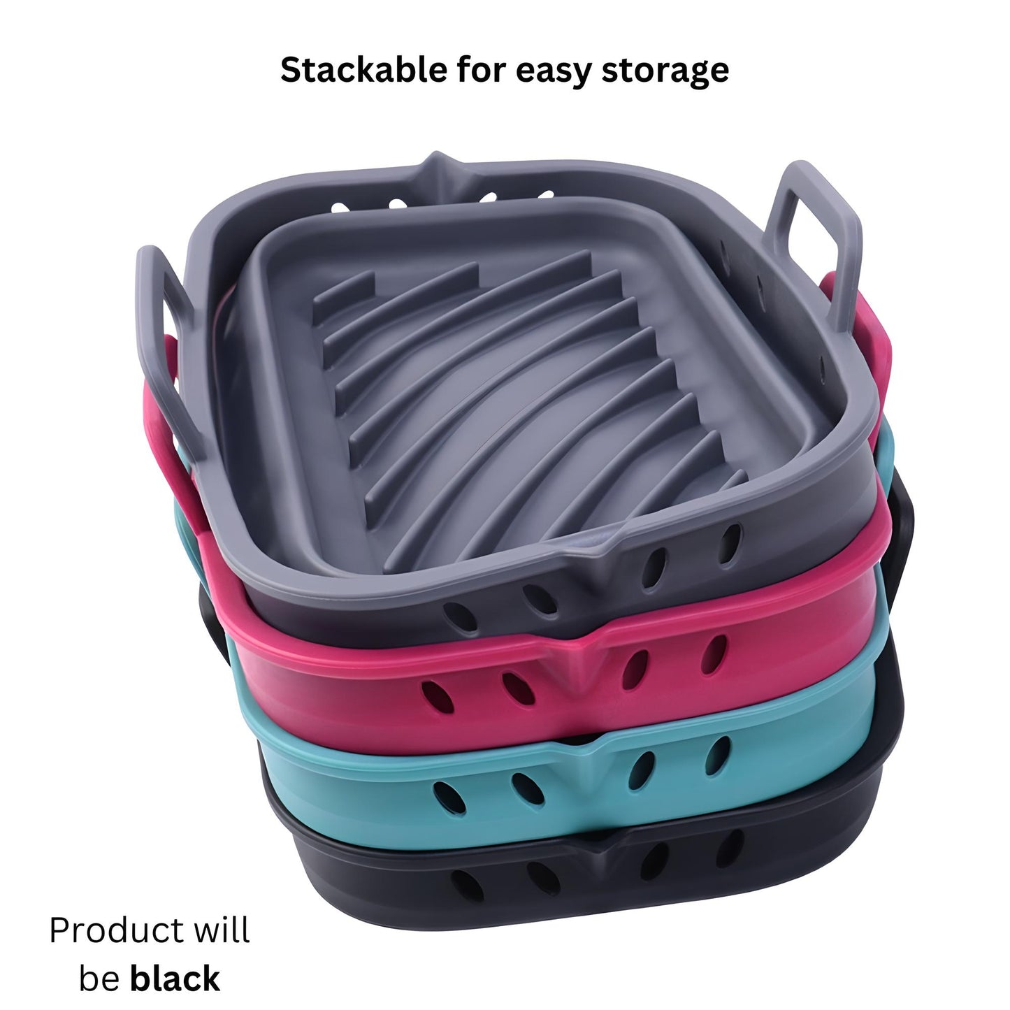 Collapsible Dual-Compartment Silicone Air Fryer Liners - Pack of 2
