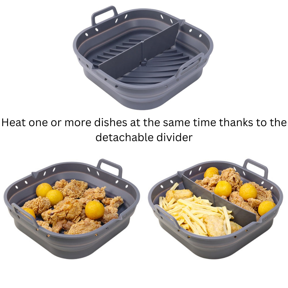 Collapsible Silicone Air Fryer Liner with Removable Divider