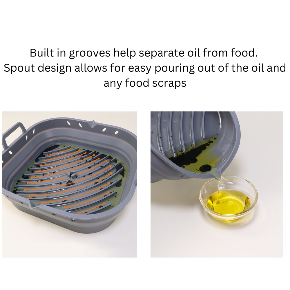 Collapsible Silicone Air Fryer Liner with Removable Divider
