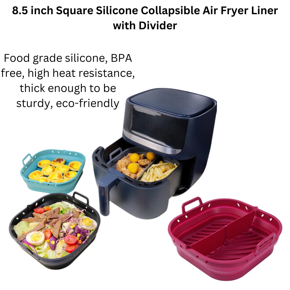 Collapsible Silicone Air Fryer Liner with Removable Divider