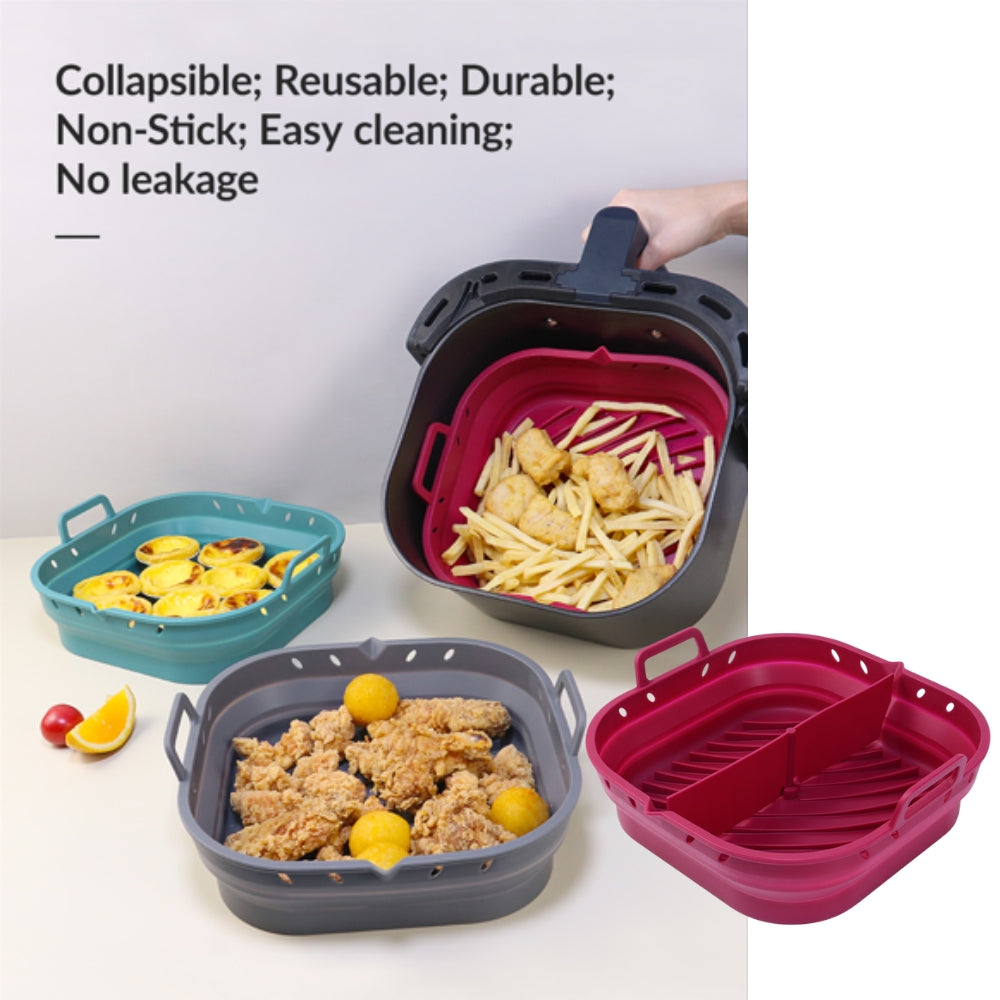 Collapsible Silicone Air Fryer Liner with Removable Divider