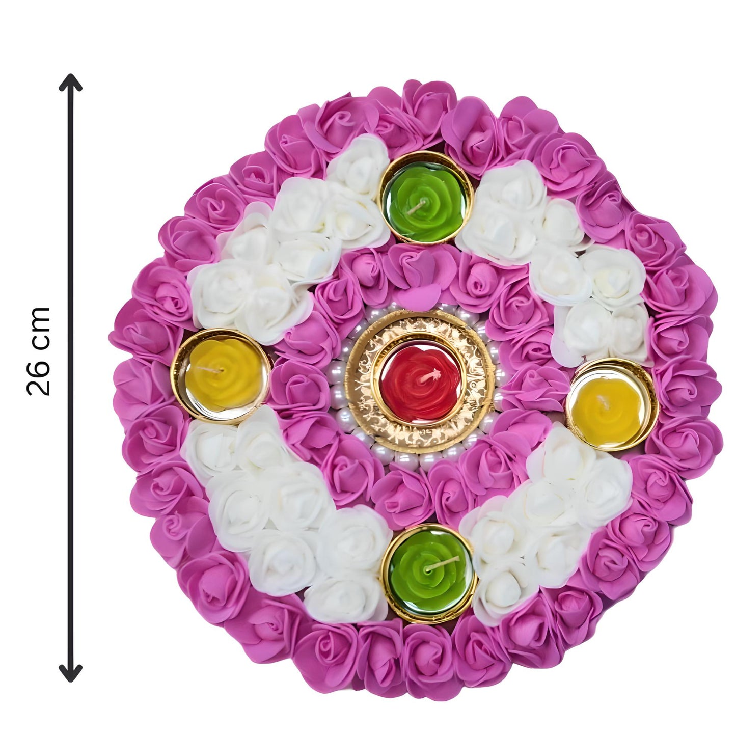 Floral Centrepiece with Candles - Rangoli