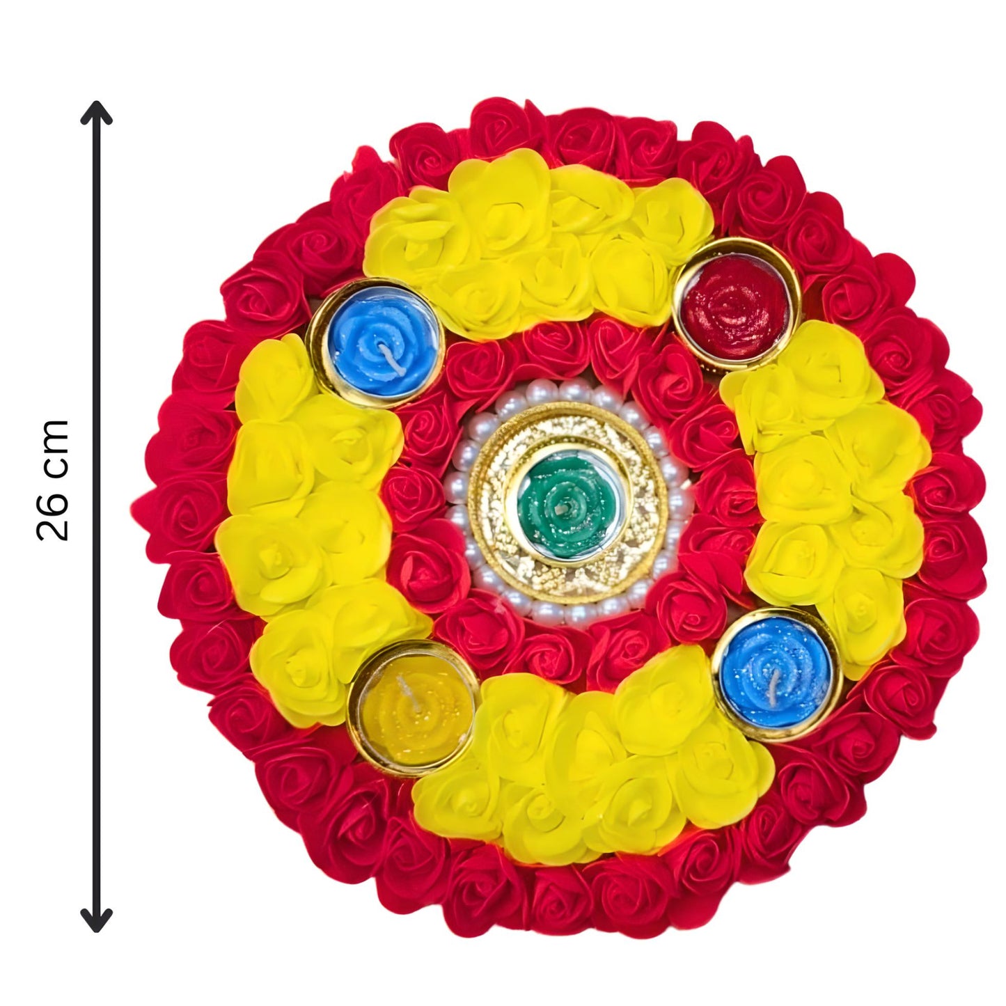 Floral Centrepiece with Candles - Rangoli