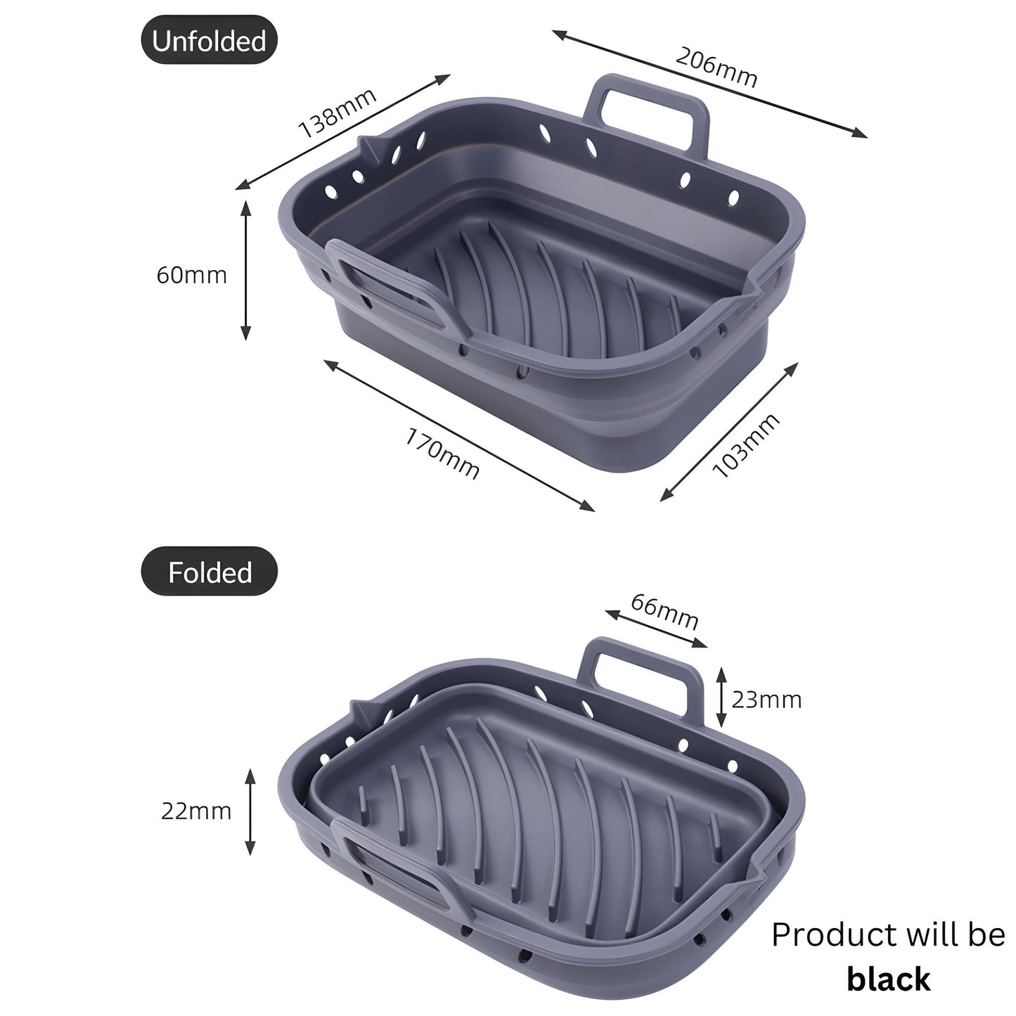 Collapsible Dual-Compartment Silicone Air Fryer Liners - Pack of 2