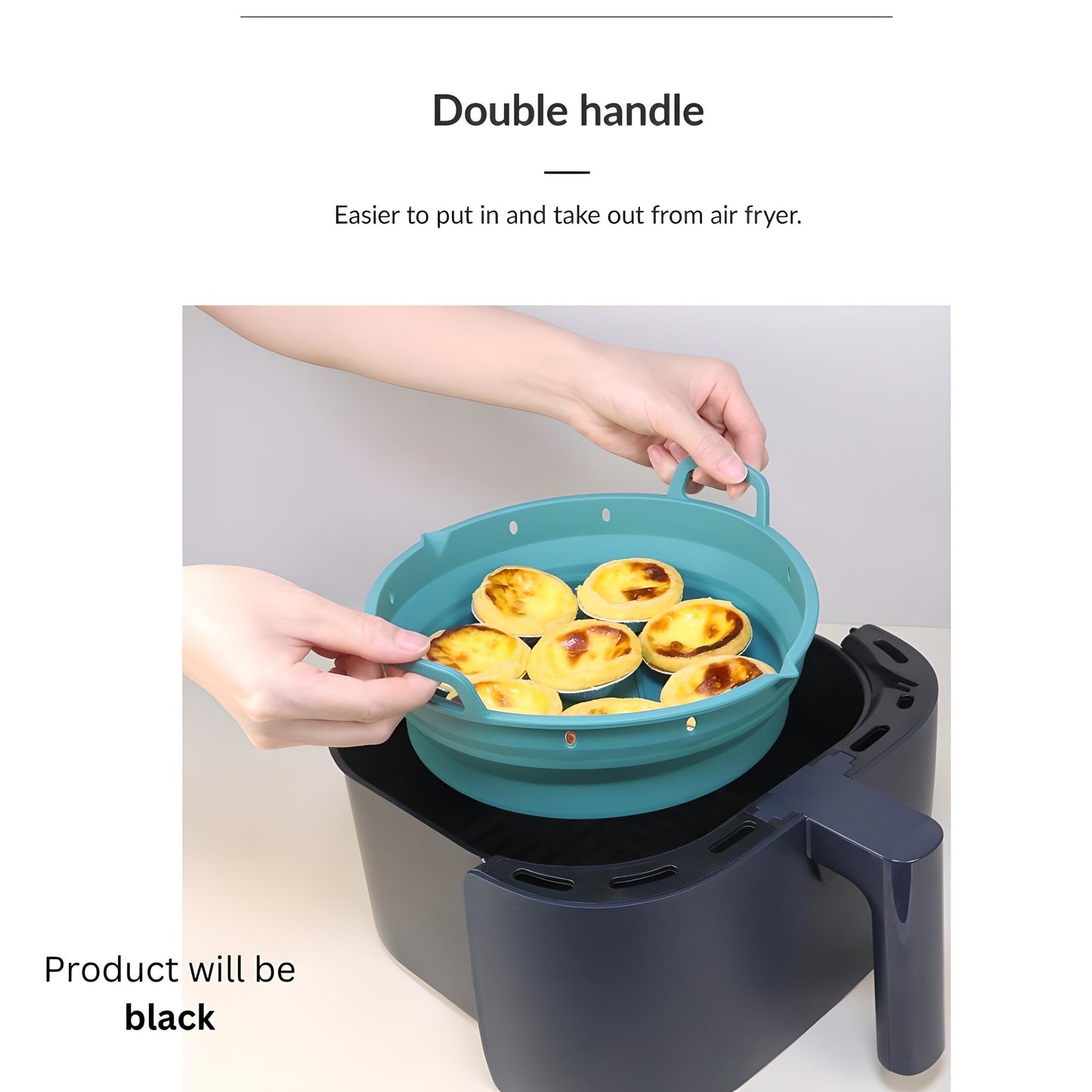 Collapsible Round Silicone Air Fryer Liner with Removable Divider