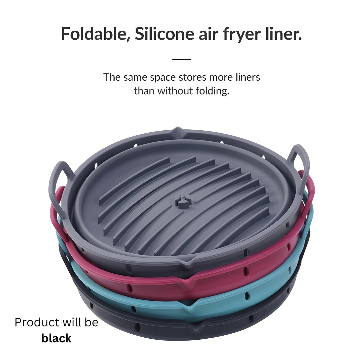 Collapsible Round Silicone Air Fryer Liner with Removable Divider