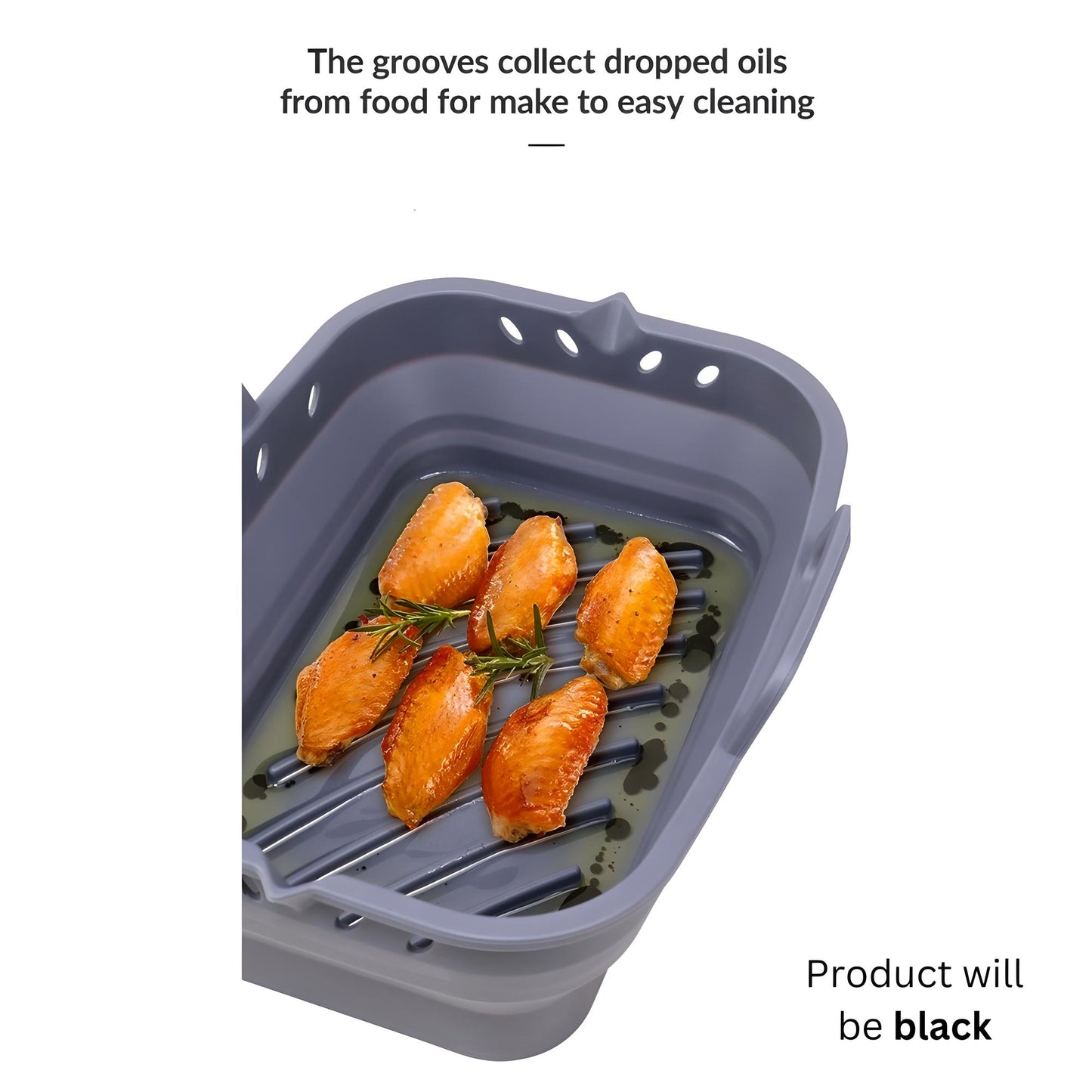 Collapsible Dual-Compartment Silicone Air Fryer Liners - Pack of 2