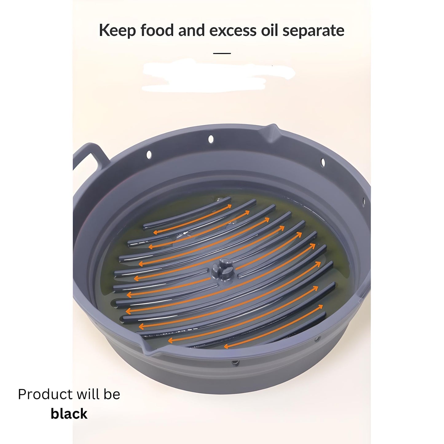 Collapsible Round Silicone Air Fryer Liner with Removable Divider