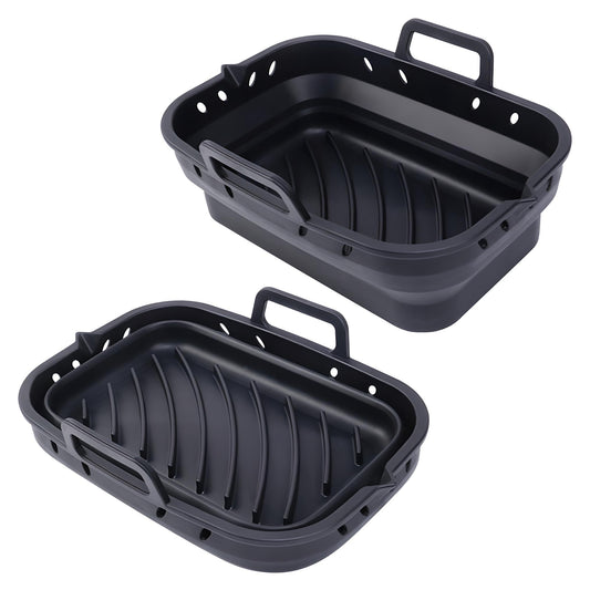 Collapsible Dual-Compartment Silicone Air Fryer Liners - Pack of 2