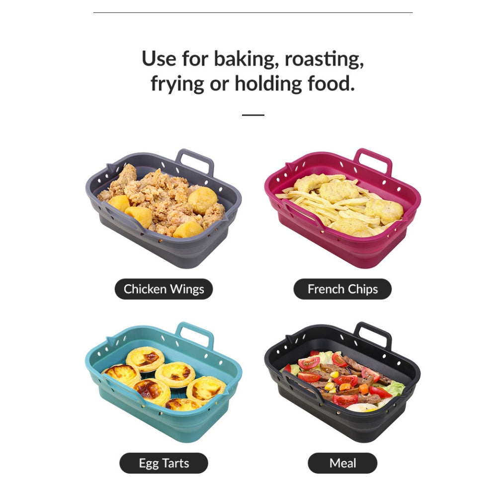 Collapsible Dual-Compartment Silicone Air Fryer Liners - Pack of 2