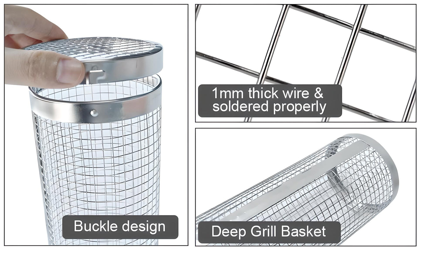 Large Braai Basket - 30cm Cylinder
