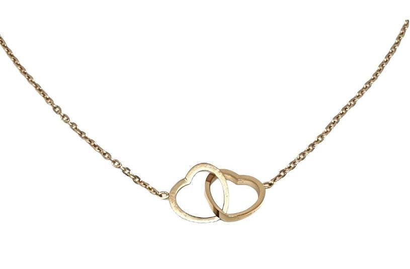 Interlinked Hearts Stainless Steel & Gold PVD Necklace