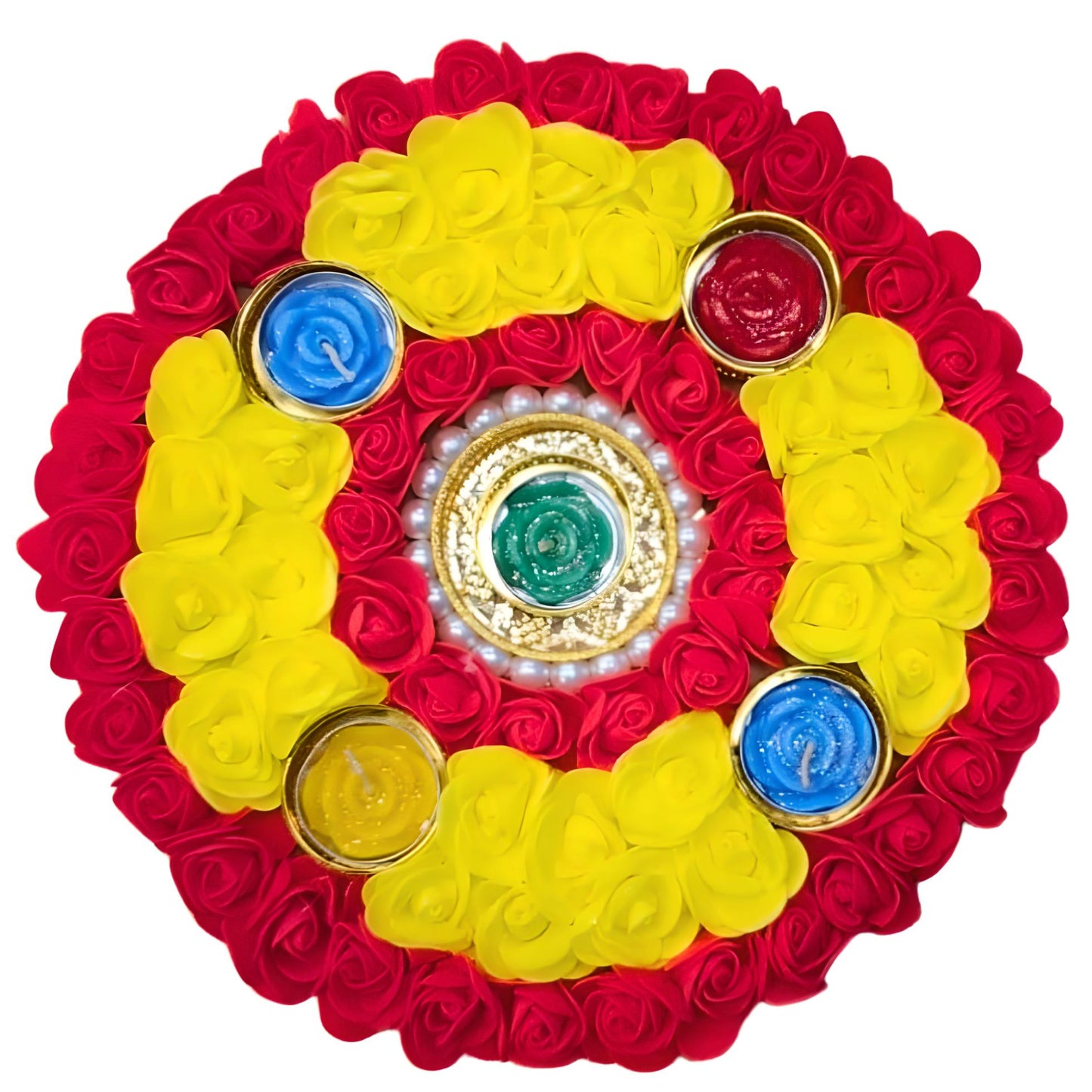 Floral Centrepiece with Candles - Rangoli