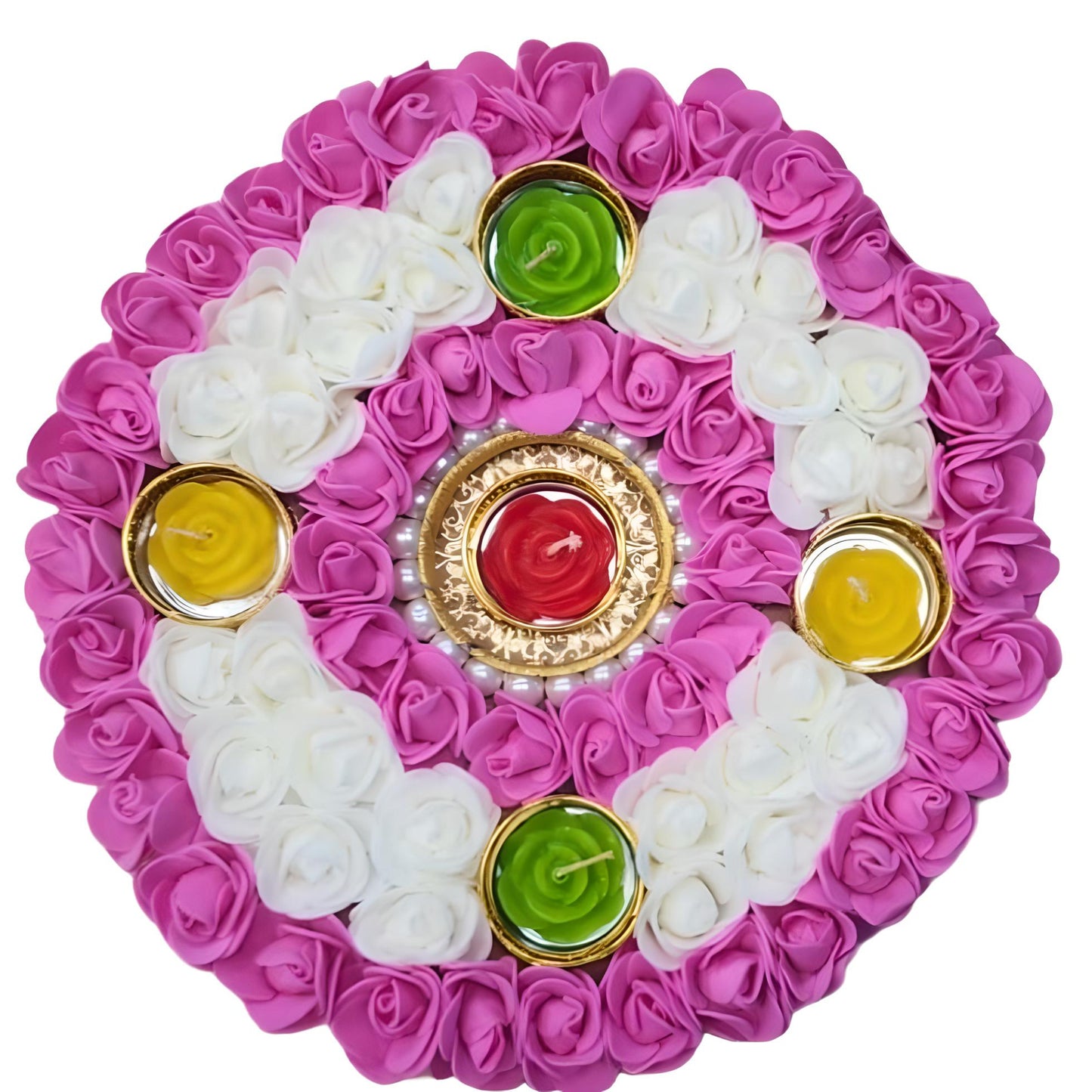 Floral Centrepiece with Candles - Rangoli