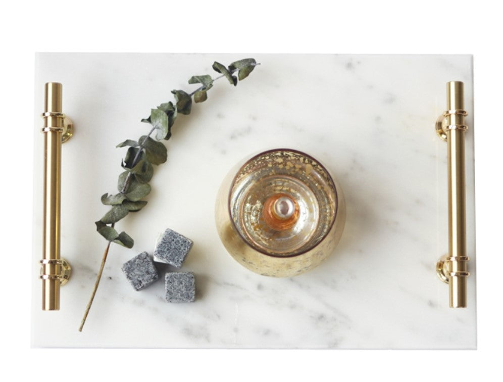 Elegant White Marble Charcuterie Board - Rectangular