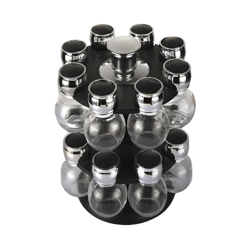 Revolving Spice Rack with 16 Glass Jars