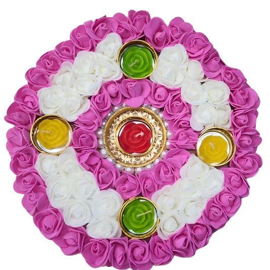 Floral Centrepiece with Candles - Rangoli