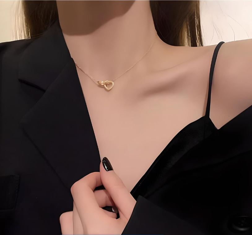 Interlinked Hearts Stainless Steel & Gold PVD Necklace